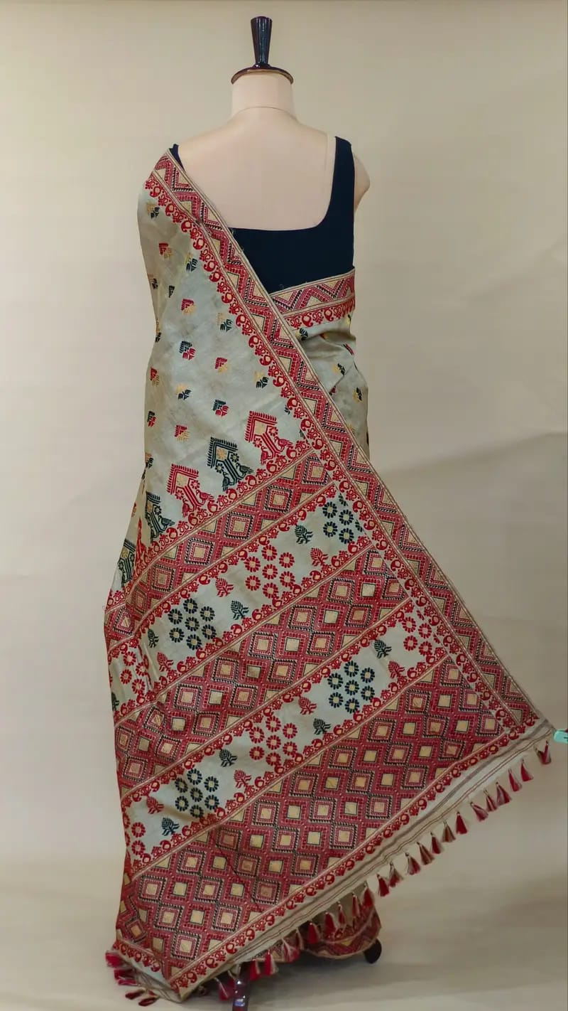 Pure Muga Thread Work Assam Silk Saree