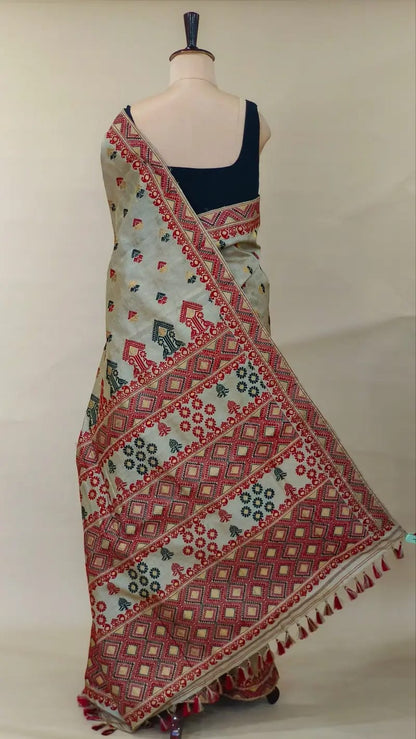 Pure Muga Thread Work Assam Silk Saree (Copy)